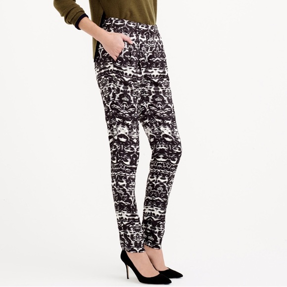 🌟 J.Crew Ikat Pants, black and white, size 0 - Picture 2 of 10
